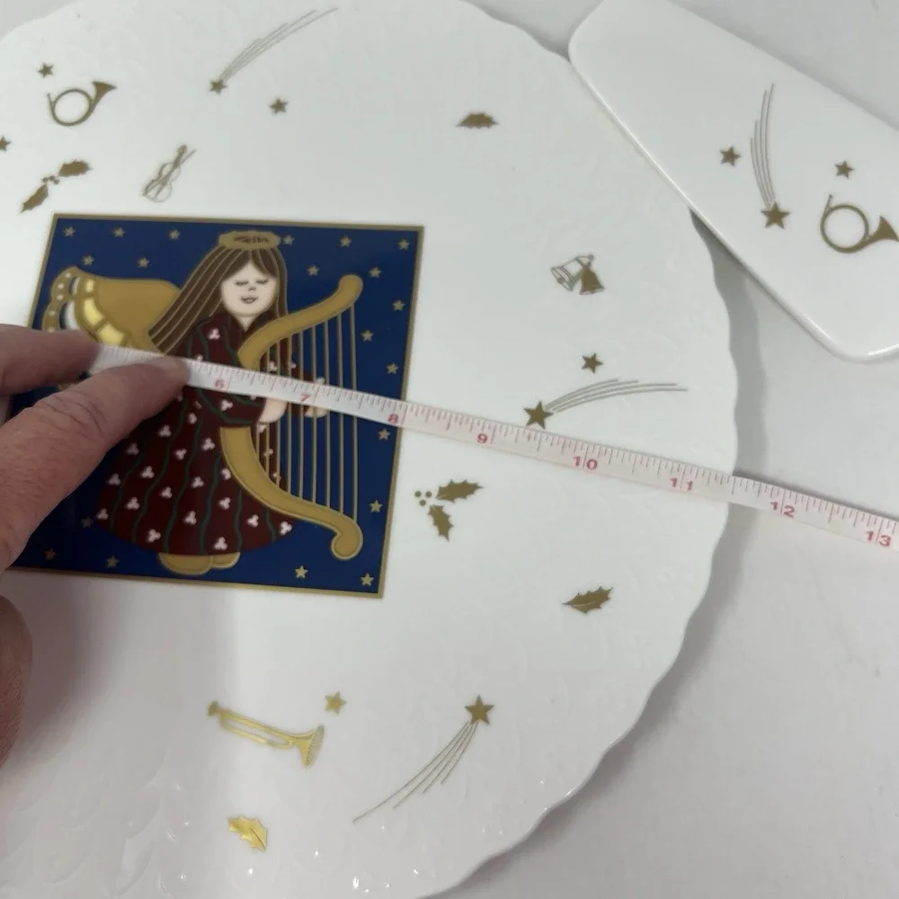 Mikasa‎ Christmas  Cake Plate and Server Holiday Angel Heavenly Joy Open Box